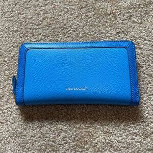 Vera Bradley Georgia leather zip-around wallet in Coastal Blue